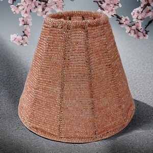 Glass Beaded Mini Lamp Shade Pale Pink 5" Lampshade Chandelier Candle Holder Vtg